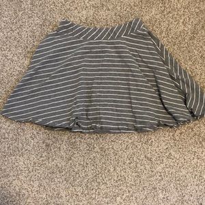 Gray and White Striped Skater Skirt